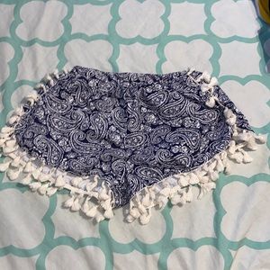 Blue and white shorts
